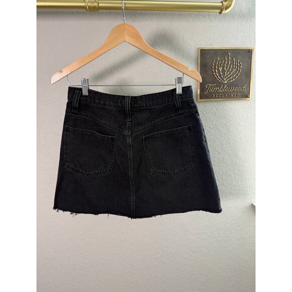 Women's Madewell Black Denim Raw Hem A-Line Mini Skirt Size 28 - Picture 8 of 8